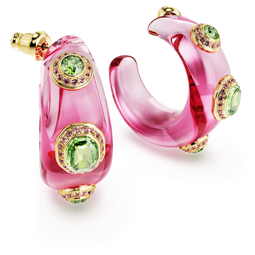 swarovski dulcis hoop earrings  mixed cuts  multicolored  gold tone plated