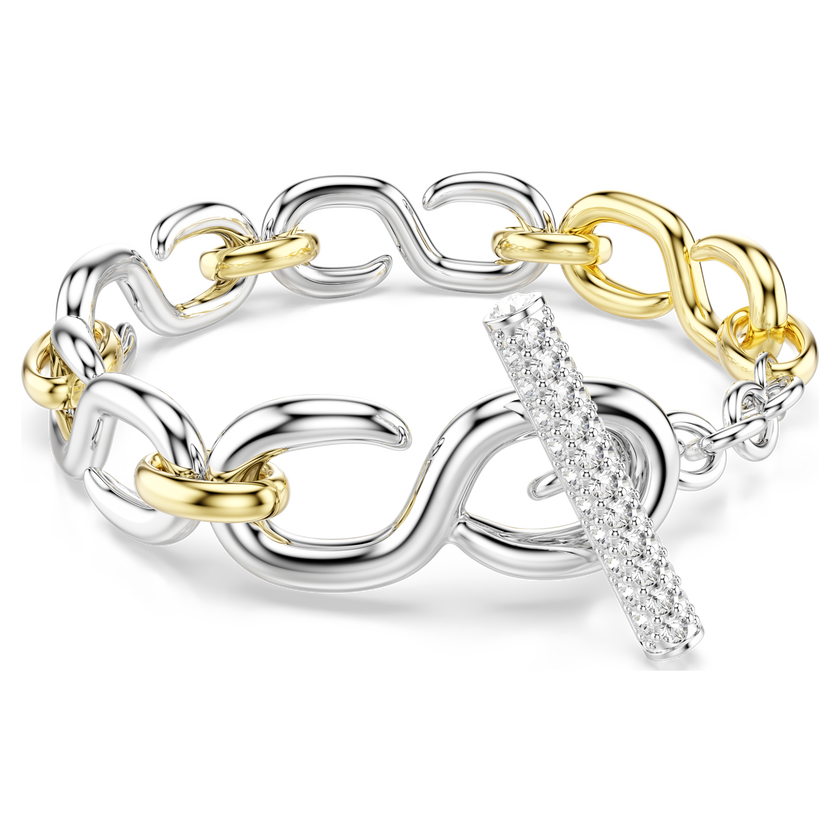 swarovski dextera bracelet  round cut  t bar  white  mixed metal finish