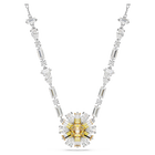 Idyllia necklace, Flower, Yellow, Rhodium plated