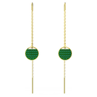 Ginger drop earrings, Long, Green, Gold-tone plated