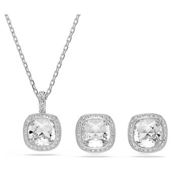 swarovski una angelic set  cushion cut  white  rhodium plated