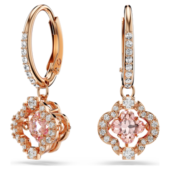swarovski una drop earrings  clover  pink  rose gold tone plated
