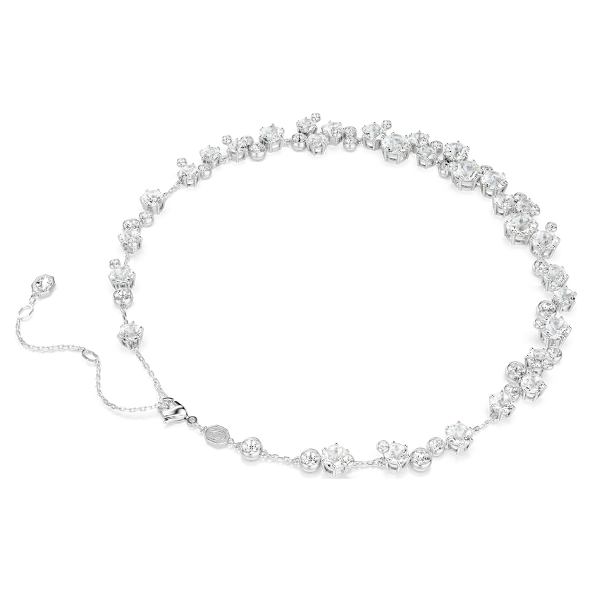 swarovski constella necklace  round cut  white  rhodium plated