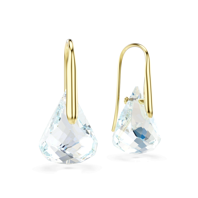 swarovski lunar drop earrings  oval cut  white  18k gold finish
