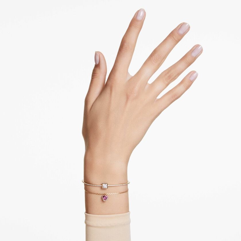 swarovski chroma bangle  heart  red  gold tone plated