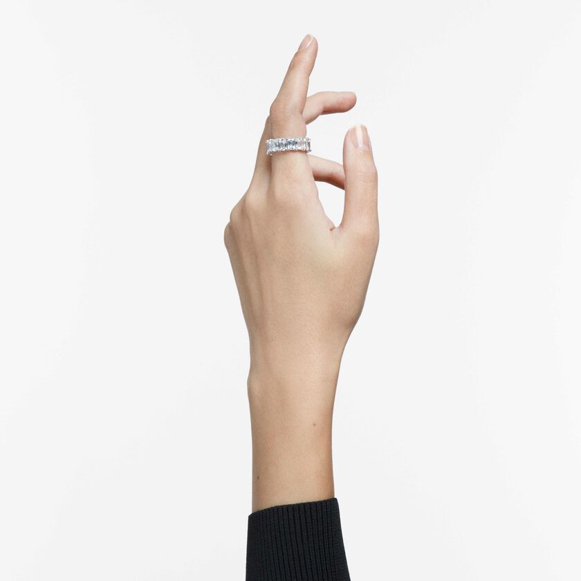 swarovski matrix vittore ring  baguette cut  white  rhodium plated