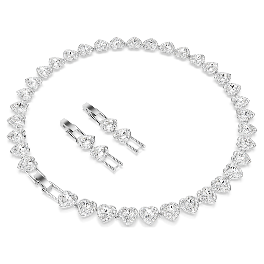 ariana grande x swarovski tennis necklace  mixed cuts  heart  white  rhodium plated