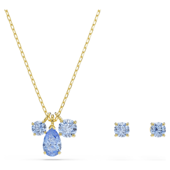 swarovski mesmera set  set  2   mixed cuts  blue  18k gold finish