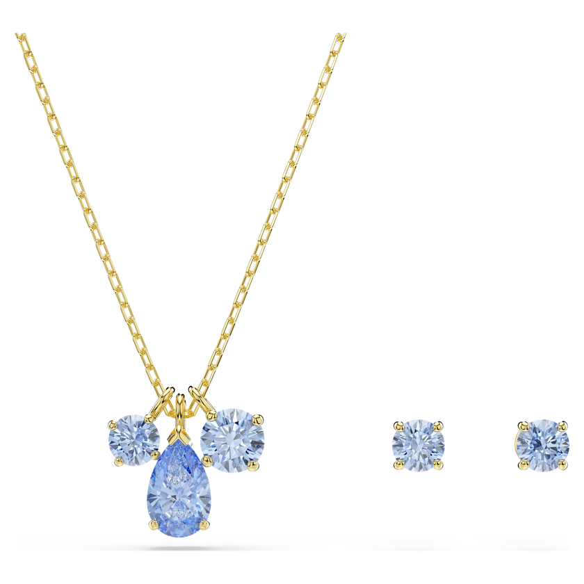 swarovski mesmera set  set  2   mixed cuts  blue  18k gold finish