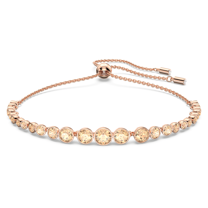 swarovski emily bracelet  mixed round cuts  pink  rose gold tone plated