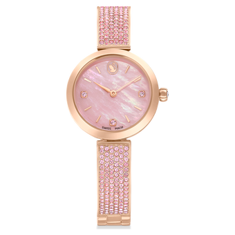 swarovski illumina watch swiss made crystal bracelet pink rose gold tone finish