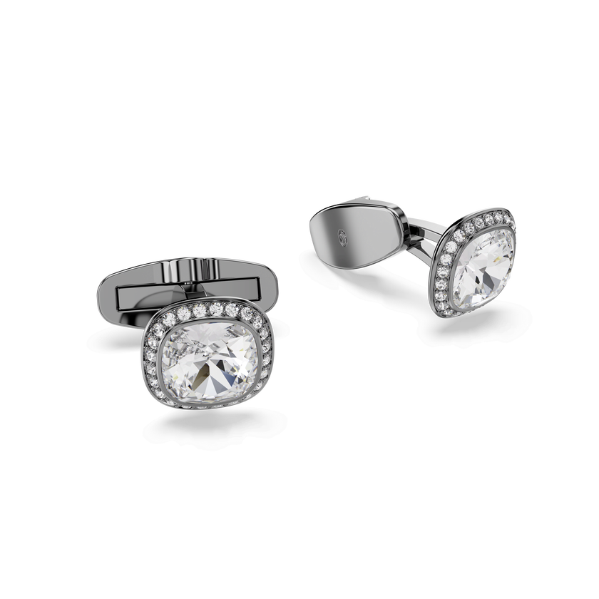 swarovski una angelic cufflinks  cushion cut  white  ruthenium plated