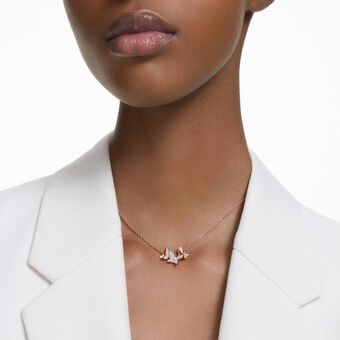 swarovski lilia necklace  butterfly  white  rose gold tone plated