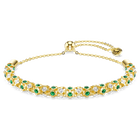 swarovski dextera bracelet  round cut  green  gold tone finish