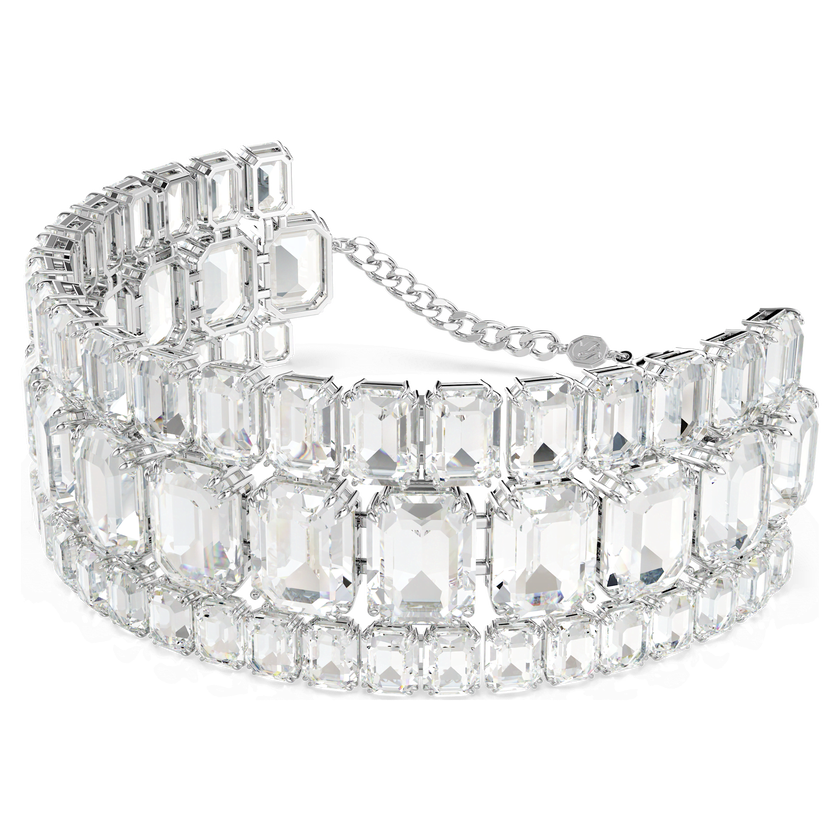 swarovski millenia choker  octagon cut  white  rhodium plated