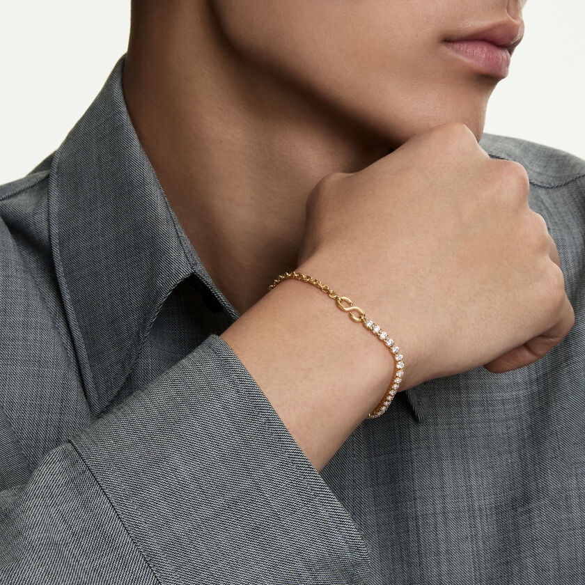 swarovski matrix bracelet  round cut  white  18k gold finish