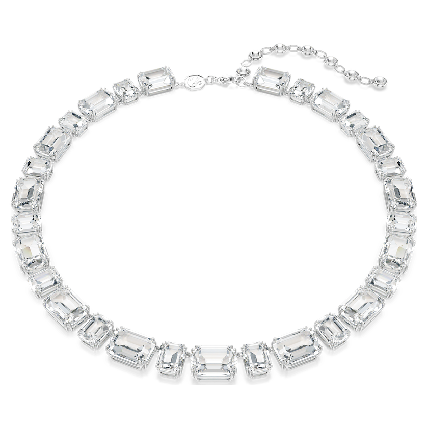 swarovski millenia tennis necklace  octagon cut  white  rhodium plated