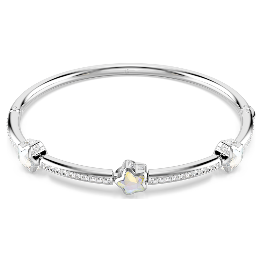 swarovski chroma bangle  mixed cuts  star  white  rhodium plated