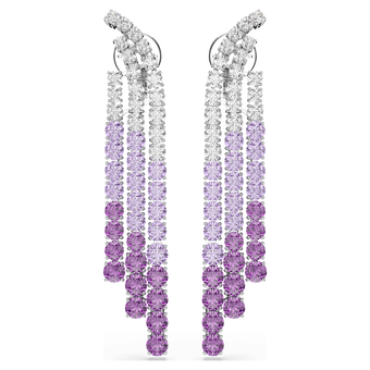 swarovski matrix clip earrings  color gradient  round cuts  purple  rhodium plated
