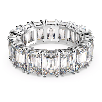 Matrix Vittore ring, Rectangular cut, White, Rhodium plated swarovski matrix vittore ring  rectangular cut  white  rhodium plated