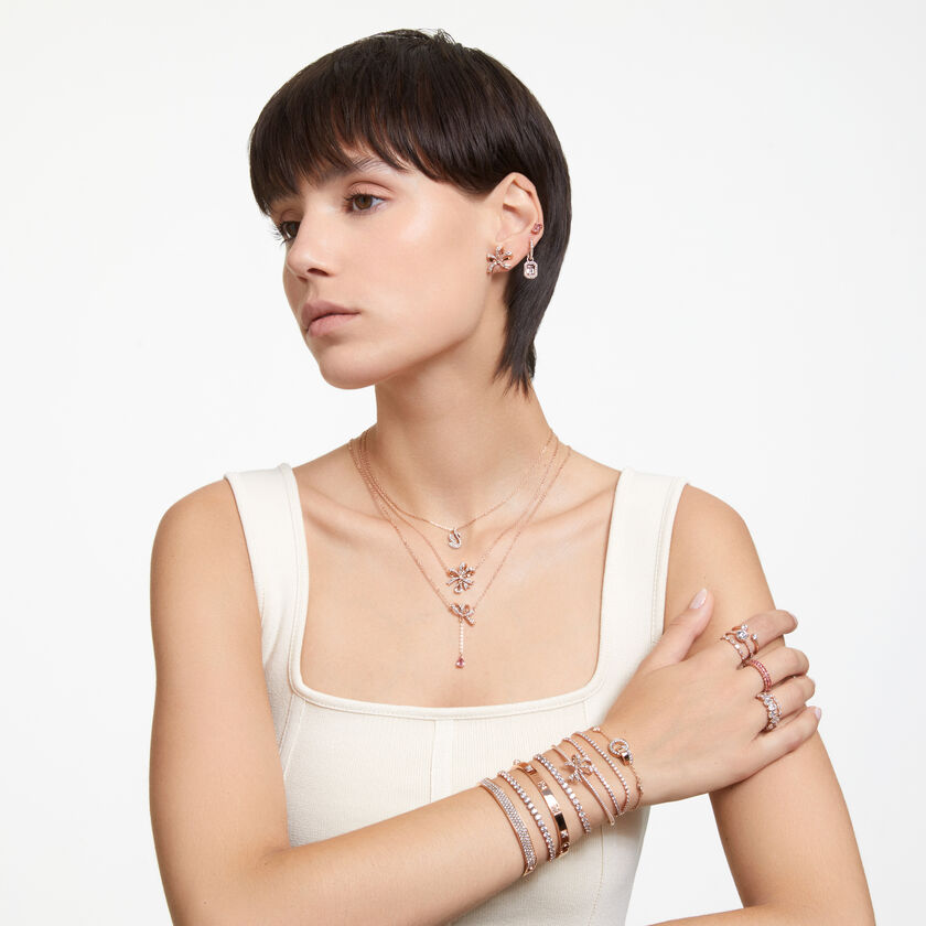 swarovski hollow bracelet  white  rose gold tone plated