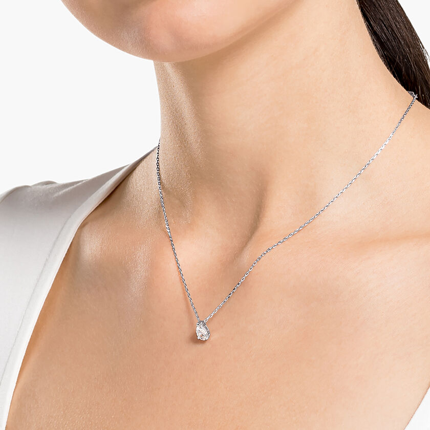 swarovski attract set  pear cut  white  rhodium plated