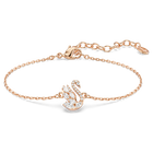 swarovski swan bracelet  mixed cuts  swan  white  rose gold tone plated