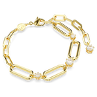 Dextera bracelet, White, Gold-tone plated