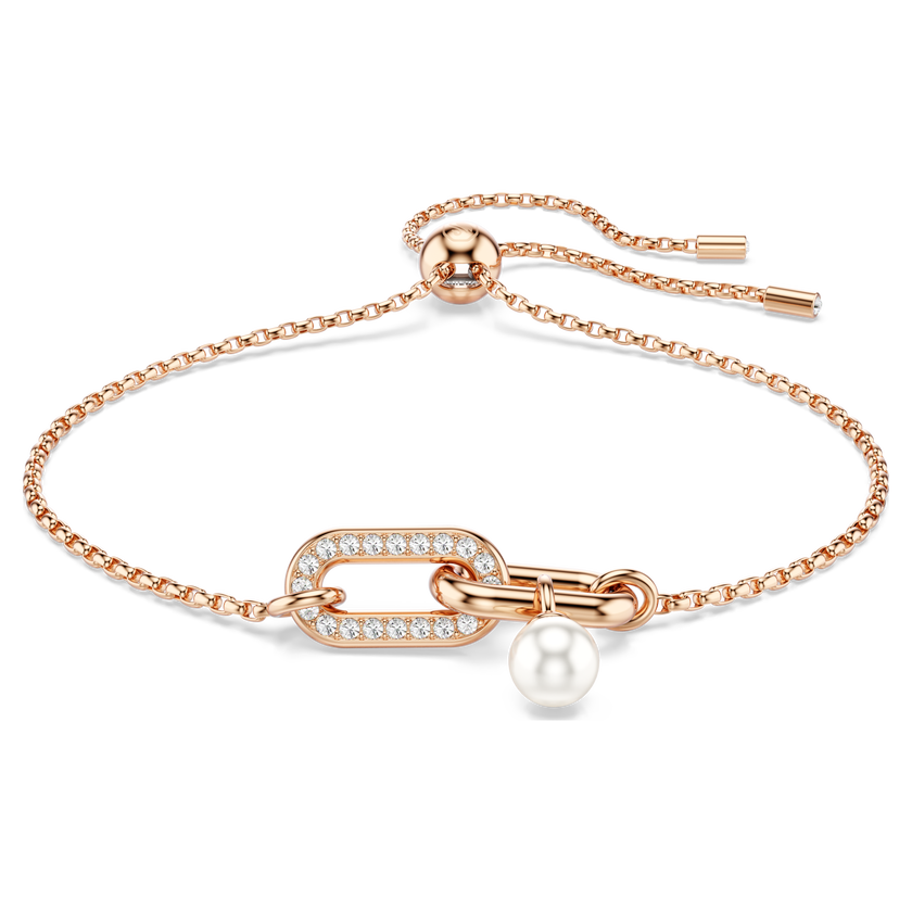 swarovski constella bracelet  crystal pearl  round cut  white  rose gold tone plated