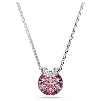 swarovski bella v pendant  round cut  pink  rhodium plated