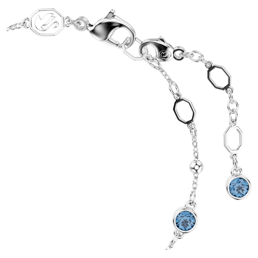 swarovski imber bracelet  round cut  blue  rhodium plated