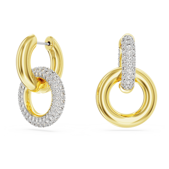 swarovski dextera hoop earrings  interlocking loop  white  gold tone plated