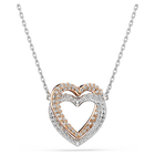 swarovski hyperbola necklace  round cut  heart  white  mixed metal finish