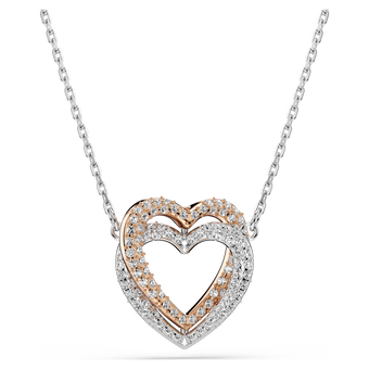 swarovski hyperbola necklace  round cut  heart  white  mixed metal finish