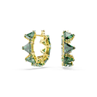 swarovski matrix hoop earrings  triangle cut  triangle  mini  green  gold tone plated