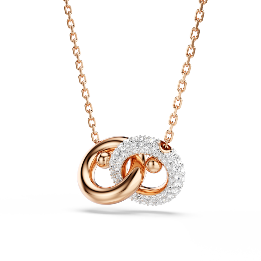 swarovski dextera pendant  round cut  white  rose gold tone plated