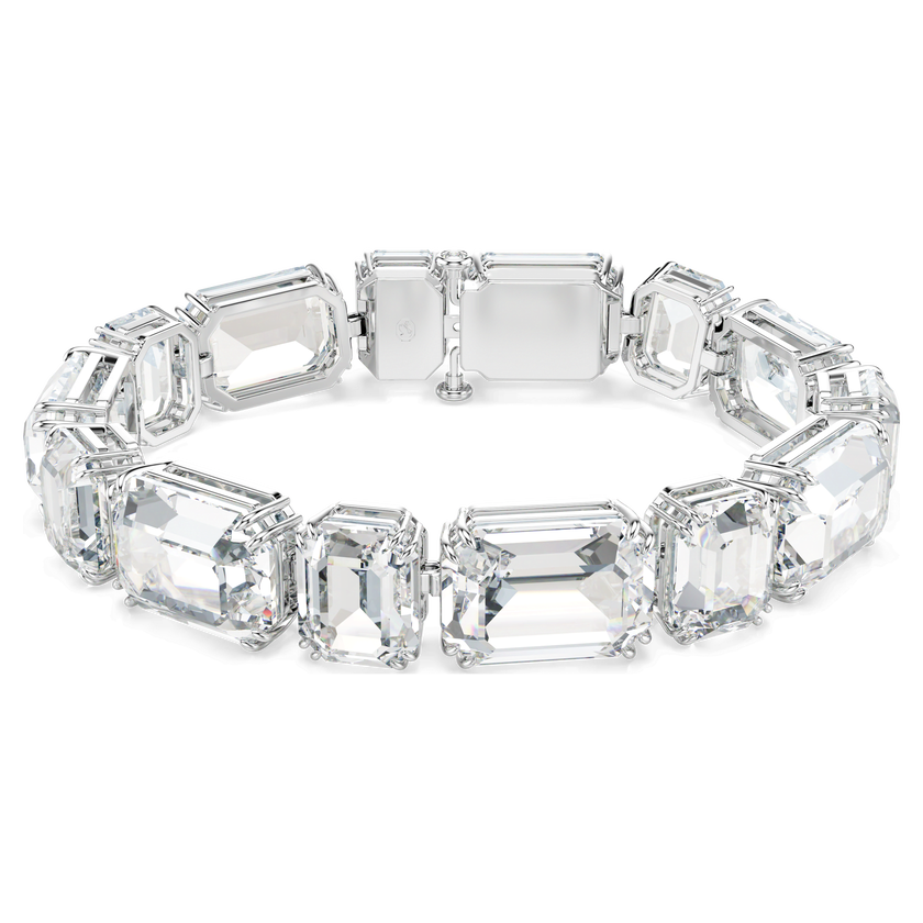 swarovski millenia tennis bracelet  octagon cut  white  rhodium plated