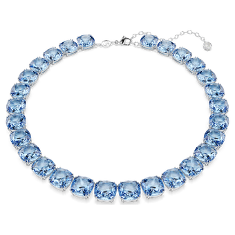 swarovski millenia necklace  cushion cut  blue  rhodium plated