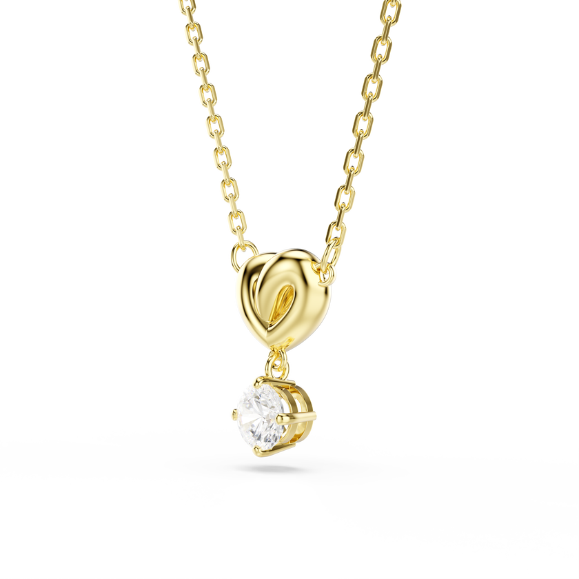 swarovski lifelong pendant  round cut  heart  white  gold tone plated