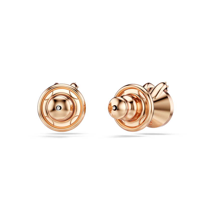 swarovski bella v stud earrings  round cut  pav   pink  18k rose gold finish