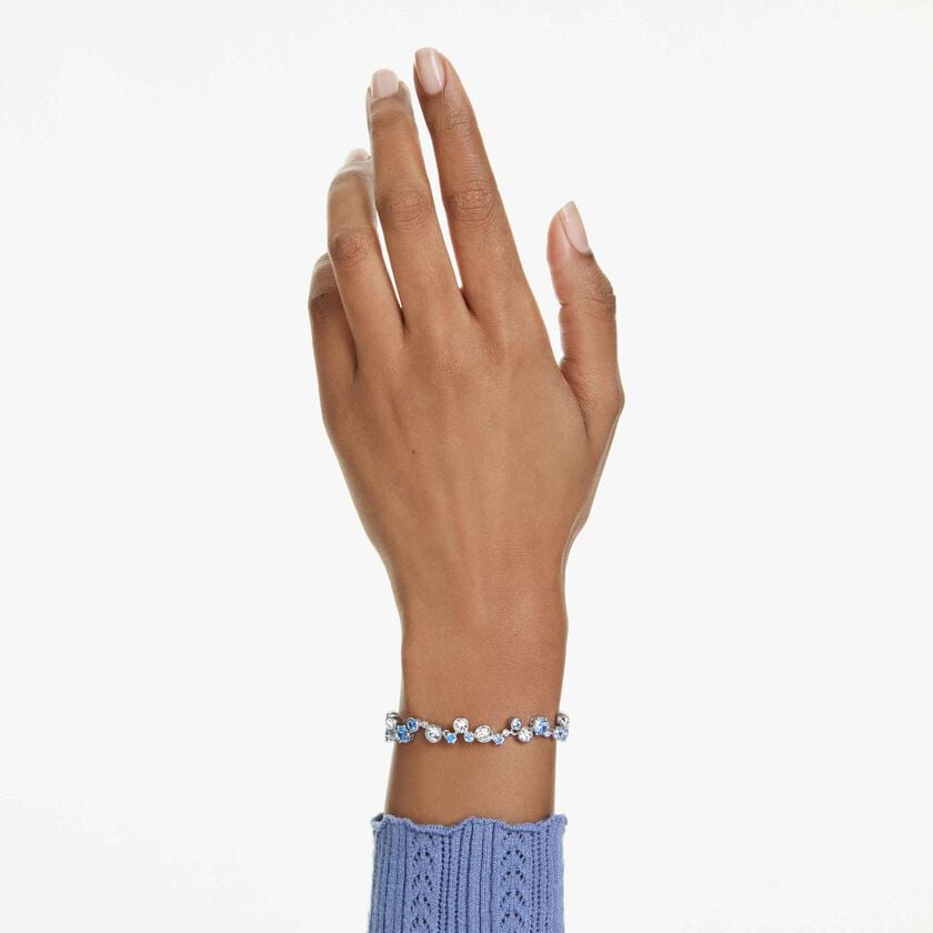 swarovski constella bracelet  mixed cuts  blue  rhodium plated