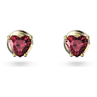 swarovski chroma stud earrings  heart  red  gold tone plated