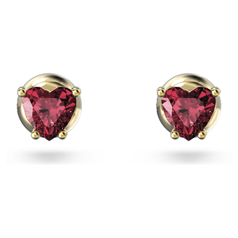 swarovski chroma stud earrings  heart  red  gold tone plated