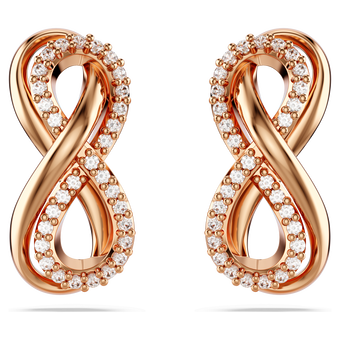 swarovski hyperbola stud earrings infinity white rose gold tone plated