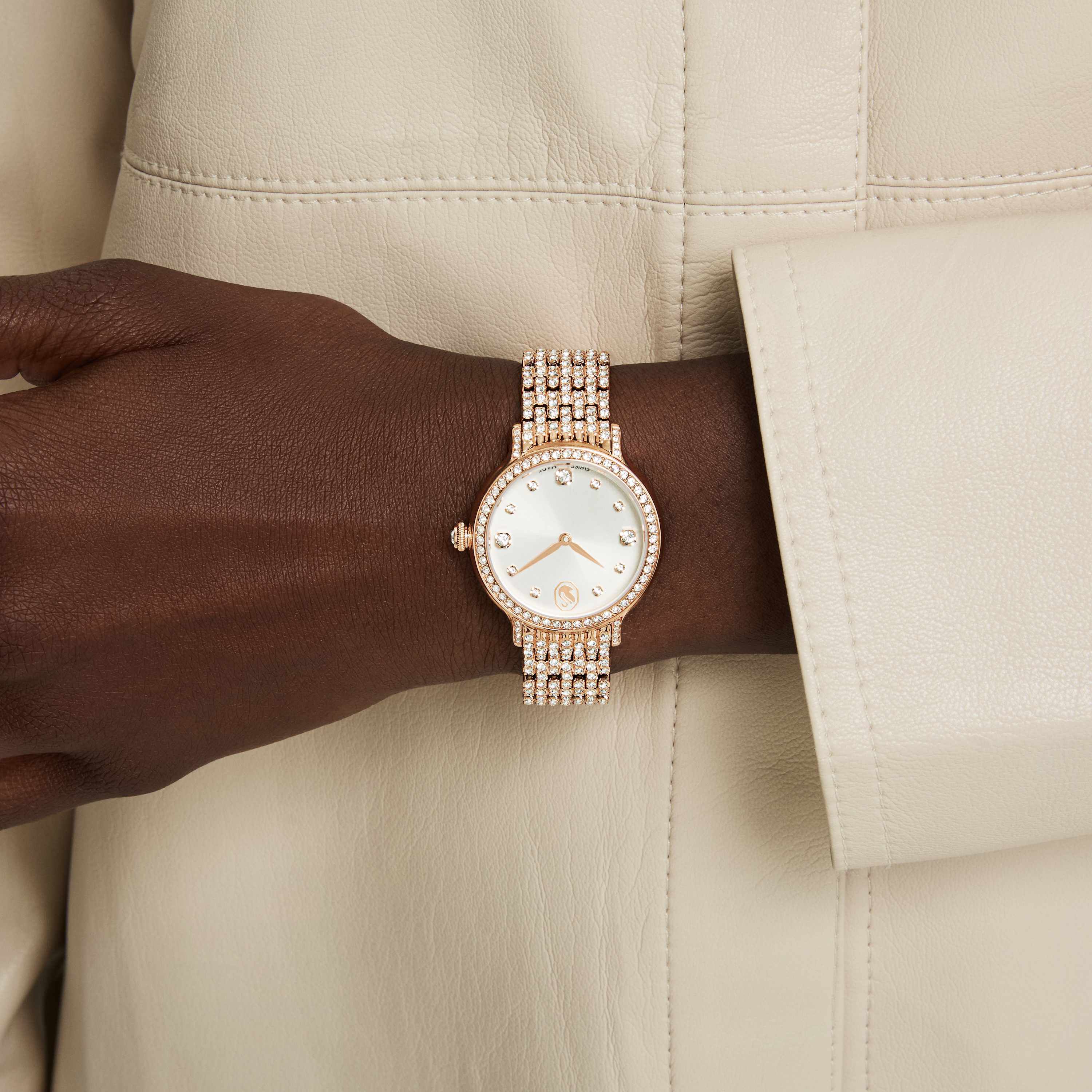 swarovski imber watch  swiss made  metal bracelet  rose gold tone  rose gold tone finish