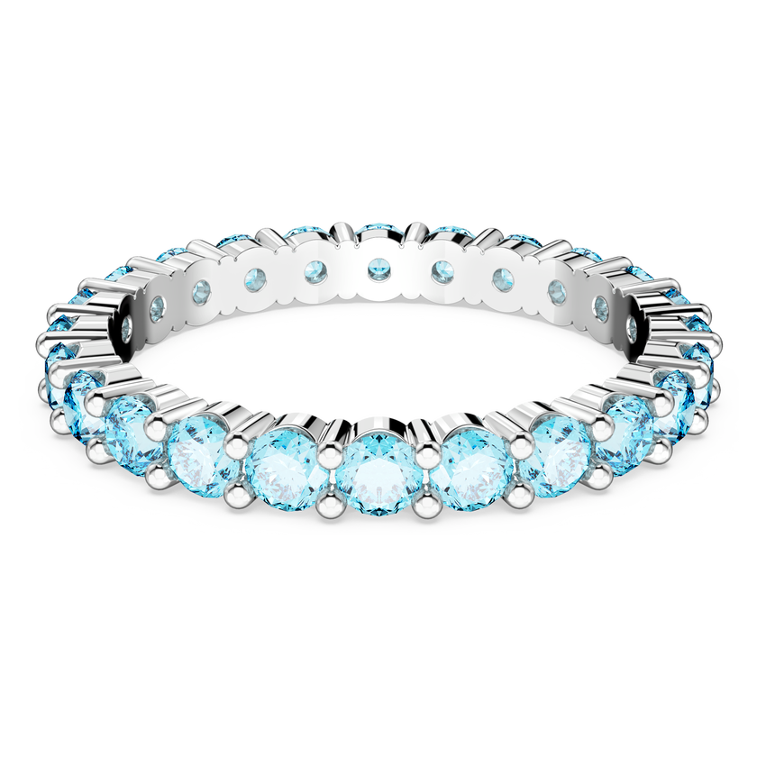swarovski matrix ring  round cut  blue  rhodium plated