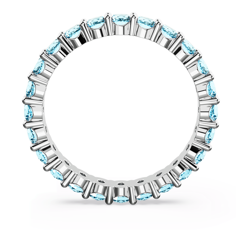 swarovski matrix ring  round cut  blue  rhodium plated