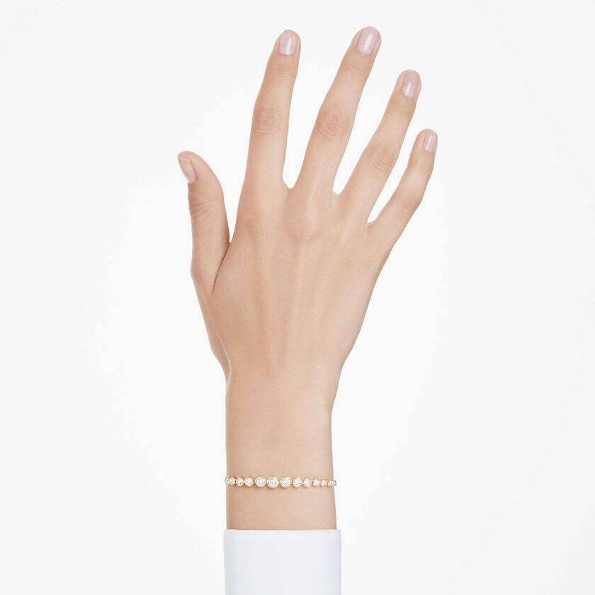 swarovski imber tennis bracelet  mixed round cuts  white  gold tone plated