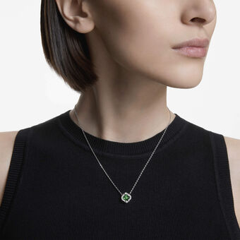 swarovski una angelic pendant  mixed cuts  green  rhodium plated