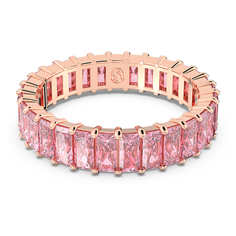 swarovski matrix ring baguette cut pink rose gold tone plated